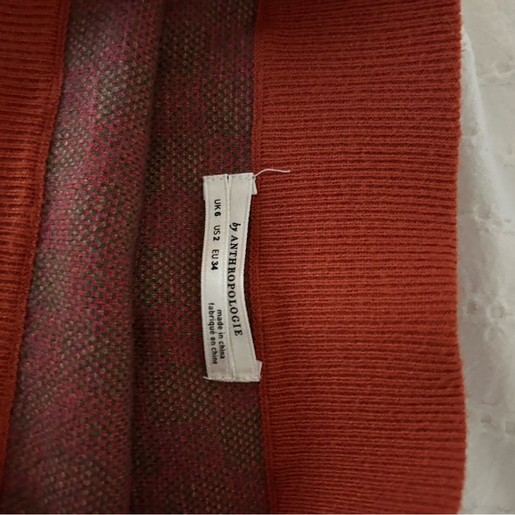 Anthropologie Orange and Pink Checkered Floral Pencil Skirt - Picture 2 of 3